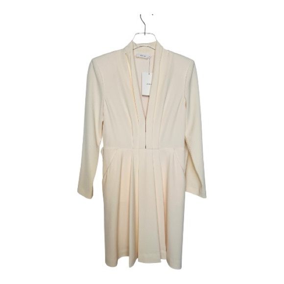 NWT A.L.C. Kiera Belted Long Sleeve Pale Pink Crepe Dress Size 6 - Picture 3 of 9